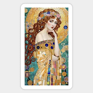 Gustav Klimt's Golden Muse: Inspired Woman in Regal Radiance Magnet